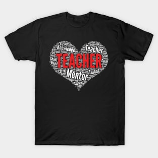 Teacher Heart Shape Word Cloud Design design T-Shirt